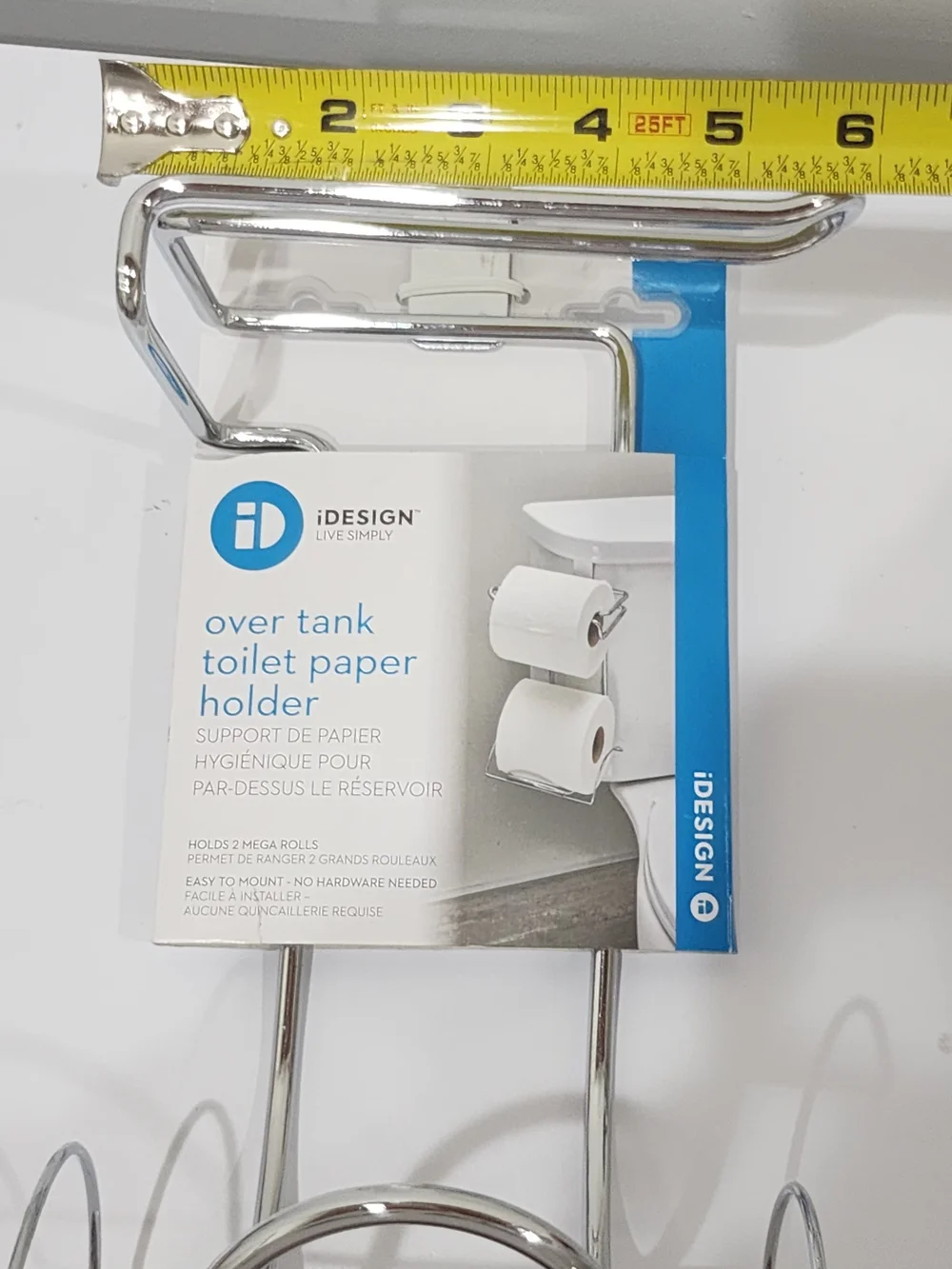 iDesign Classico Over-the-Tank Toilet Paper Holder Steel Chrome Bathroom Storage